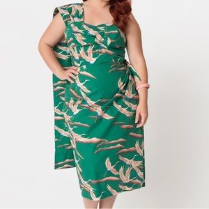 Alfred Shaheen by Unique Vintage Crane Print Sarong Dress